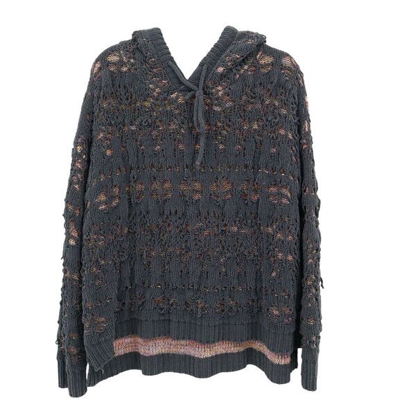 POL Chunky Distressed Sweater Womens S Purple Grunge Boho Normcore Hooded - Picture 1 of 16